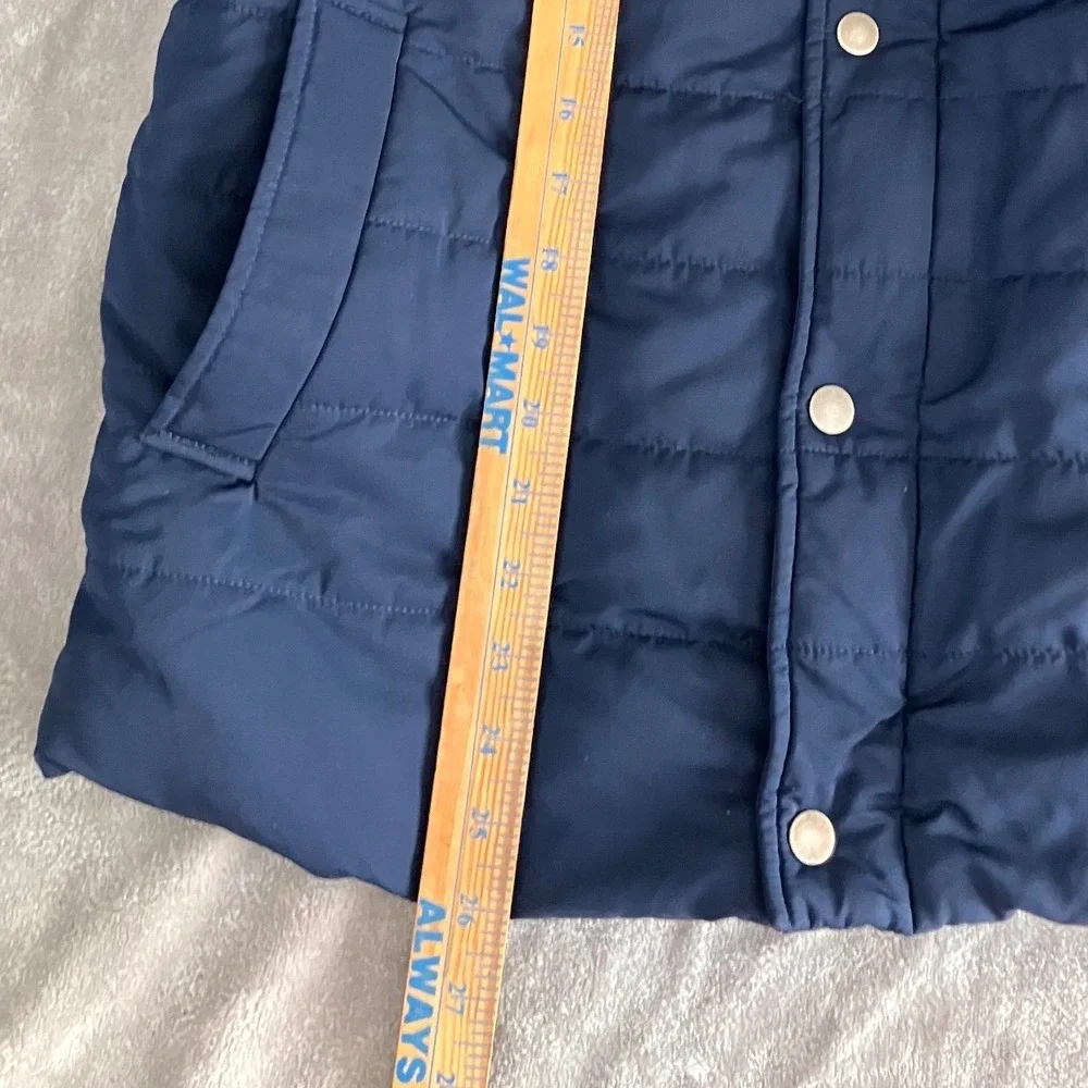 Nordstrom Men's Shop Navy Blue Quilted Puffer Vest‎ Snap Front Size M Medium